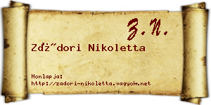 Zádori Nikoletta névjegykártya